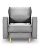 Fauteuil Velours Santo gris - 80x90x90 cm