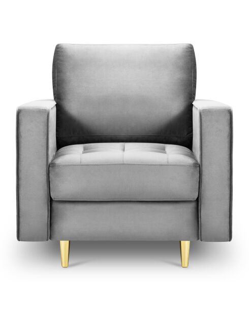 Fauteuil Velours Santo gris - 80x90x90 cm