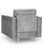 Fauteuil Velours Santo gris - 80x90x90 cm