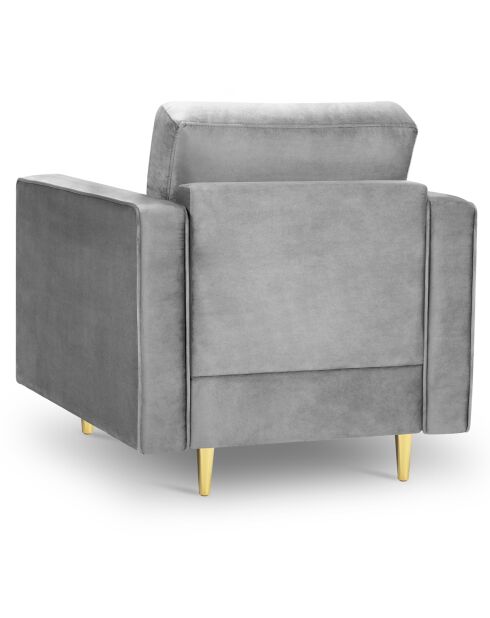 Fauteuil Velours Santo gris - 80x90x90 cm