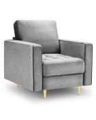 Fauteuil Velours Santo gris - 80x90x90 cm