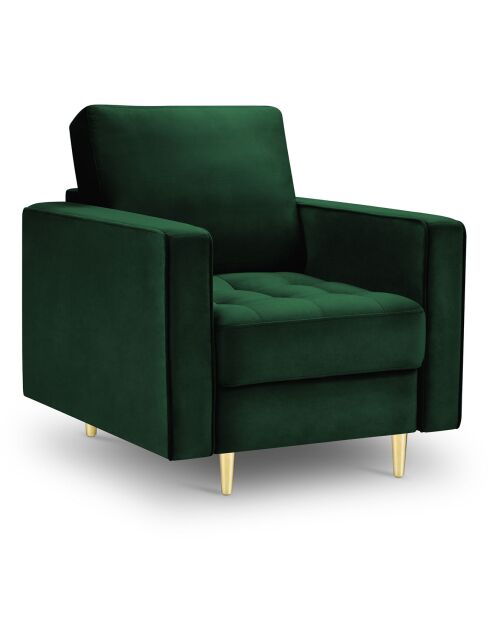 Fauteuil Velours Santo vert bouteille - 80x90x90 cm