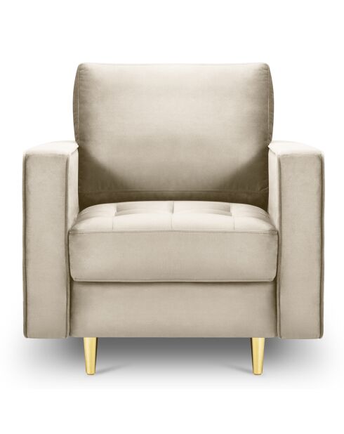 Fauteuil Velours Santo beige - 80x90x90 cm