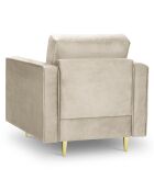 Fauteuil Velours Santo beige - 80x90x90 cm