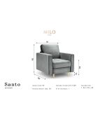Fauteuil Velours Santo beige - 80x90x90 cm
