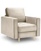 Fauteuil Velours Santo beige - 80x90x90 cm