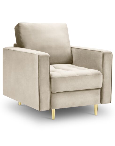 Fauteuil Velours Santo beige - 80x90x90 cm
