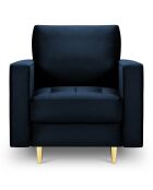 Fauteuil Velours Santo bleu roi - 80x90x90 cm
