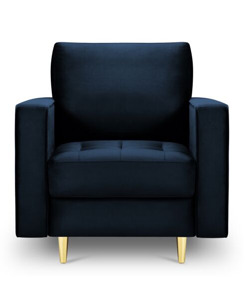 Fauteuil Velours Santo bleu roi - 80x90x90 cm