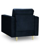 Fauteuil Velours Santo bleu roi - 80x90x90 cm