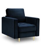 Fauteuil Velours Santo bleu roi - 80x90x90 cm