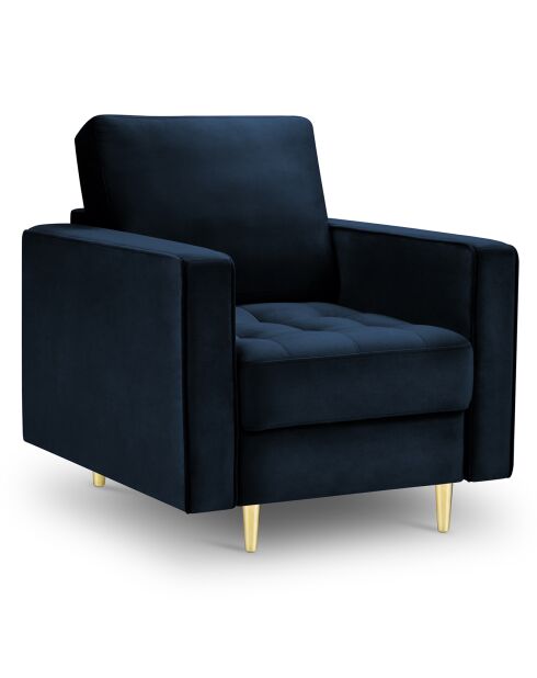 Fauteuil Velours Santo bleu roi - 80x90x90 cm