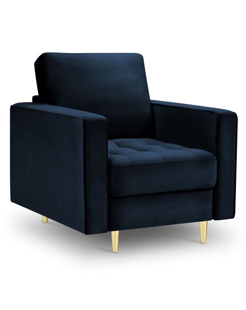 Fauteuil Velours Santo bleu roi - 80x90x90 cm