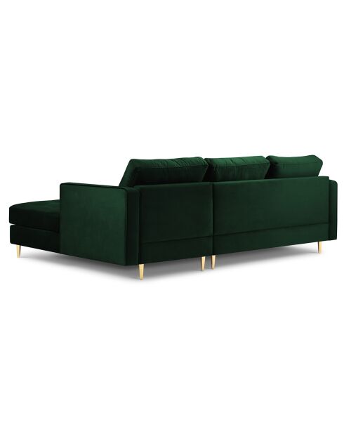 Canapé d'angle Droit Velours Santo 4 Places vert bouteille - 236x170x90 cm