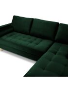 Canapé d'angle Droit Velours Santo 4 Places vert bouteille - 236x170x90 cm