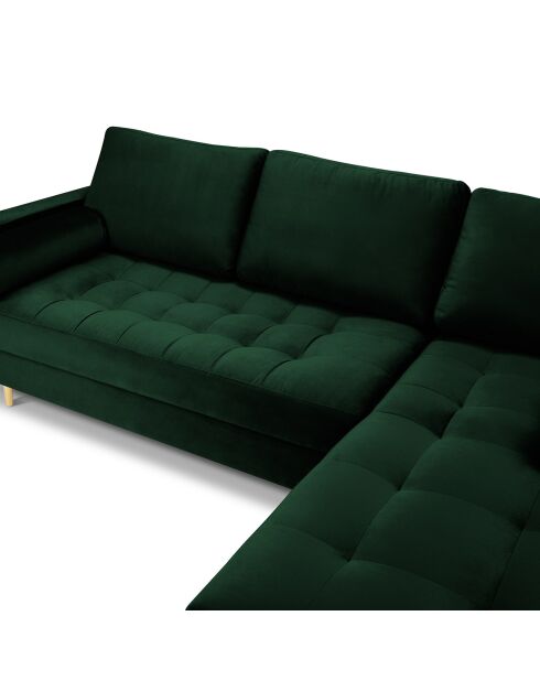 Canapé d'angle Droit Velours Santo 4 Places vert bouteille - 236x170x90 cm