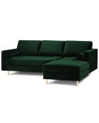 Canapé d'angle Droit Velours Santo 4 Places vert bouteille - 236x170x90 cm