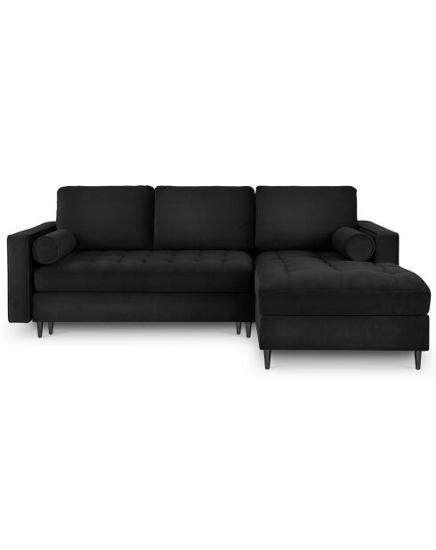 Santo 5-zits converteerbare fluwelen hoekbank met zwarte 5-zitskist - 240x175x96 cm