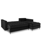 Canapé d'angle Droit Velours Convertible avec Coffre Santo 5 Places noir - 240x175x96 cm