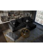 Canapé d'angle Droit Velours Convertible avec Coffre Santo 5 Places noir - 240x175x96 cm