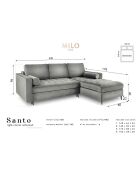 Canapé d'angle Droit Velours Convertible avec Coffre Santo 5 Places noir - 240x175x96 cm