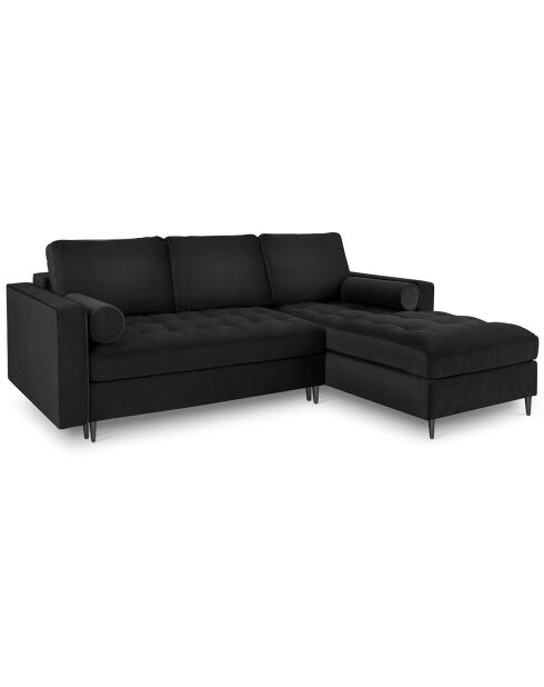 Canapé d'angle Droit Velours Convertible avec Coffre Santo 5 Places noir - 240x175x96 cm