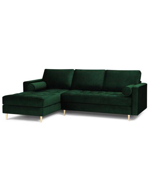 Canapé d'angle Gauche Velours Santo 4 Places vert bouteille - 236x170x90 cm