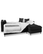 Canapé d'angle Droit Velours Convertible avec Coffre Santo 5 Places noir - 240x175x96 cm
