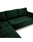 Canapé d'angle Gauche Velours Santo 4 Places vert bouteille - 236x170x90 cm