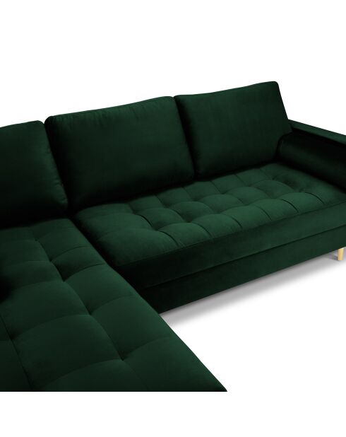 Canapé d'angle Gauche Velours Santo 4 Places vert bouteille - 236x170x90 cm