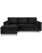 Canapé d'angle Gauche Velours Convertible avec Coffre Santo 5 Places noir - 240x175x96 cm