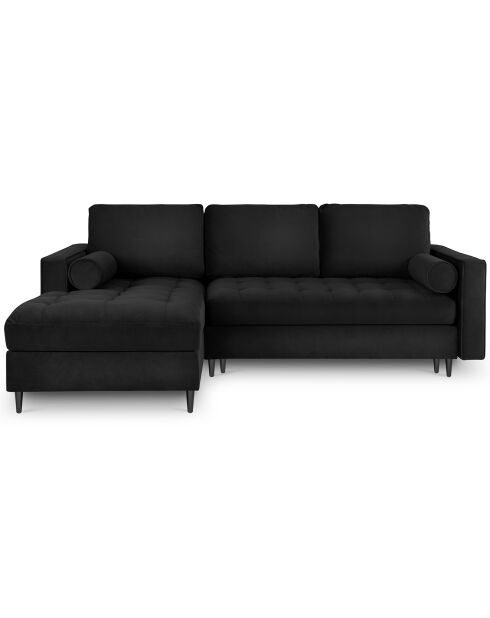 Canapé d'angle Gauche Velours Convertible avec Coffre Santo 5 Places noir - 240x175x96 cm