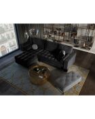 Canapé d'angle Gauche Velours Convertible avec Coffre Santo 5 Places noir - 240x175x96 cm