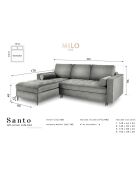 Canapé d'angle Gauche Velours Convertible avec Coffre Santo 5 Places noir - 240x175x96 cm