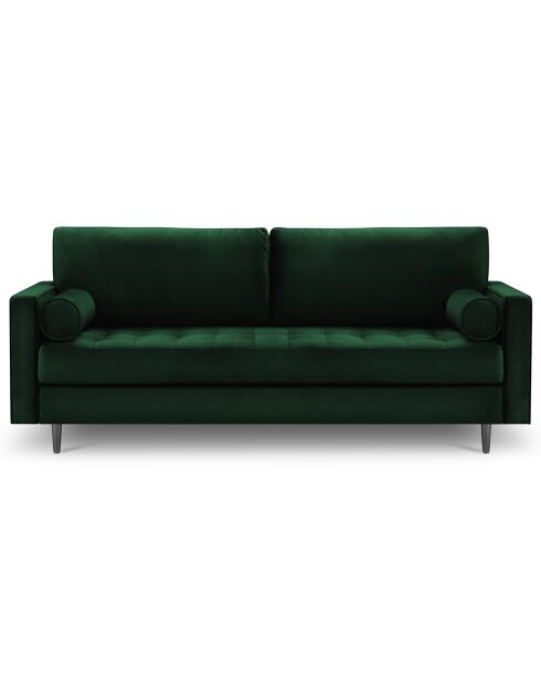 Canapé Velours Santo 3 Places vert bouteille - 219x90x90 cm