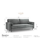 Canapé Velours Santo 3 Places vert bouteille - 219x90x90 cm