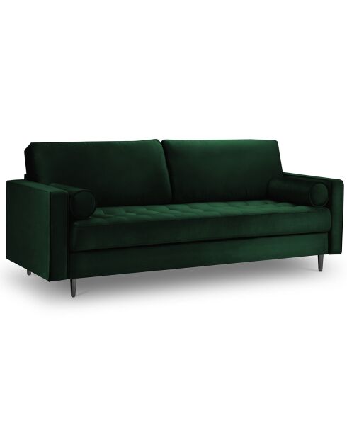 Canapé Velours Santo 3 Places vert bouteille - 219x90x90 cm