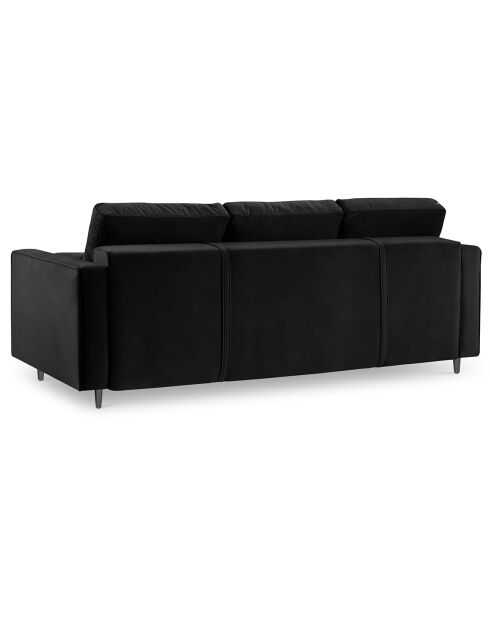 Canapé Velours Convertible avec Coffre Santo 3 Places noir - 225x100x96 cm