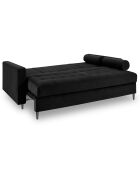 Canapé Velours Convertible avec Coffre Santo 3 Places noir - 225x100x96 cm