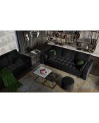 Canapé Velours Convertible avec Coffre Santo 3 Places noir - 225x100x96 cm