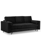 Canapé Velours Convertible avec Coffre Santo 3 Places noir - 225x100x96 cm