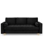 Canapé Velours Convertible avec Coffre Santo 3 Places noir - 225x100x96 cm