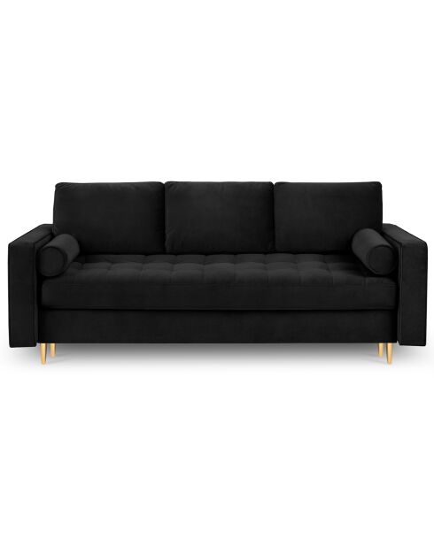 Canapé Velours Convertible avec Coffre Santo 3 Places noir - 225x100x96 cm