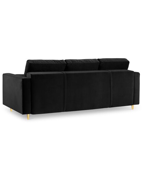 Canapé Velours Convertible avec Coffre Santo 3 Places noir - 225x100x96 cm