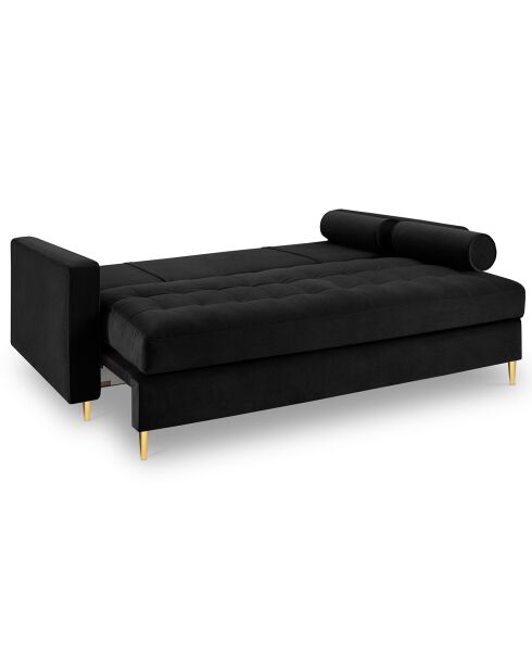 Canapé Velours Convertible avec Coffre Santo 3 Places noir - 225x100x96 cm