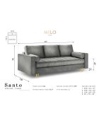 Canapé Velours Convertible avec Coffre Santo 3 Places noir - 225x100x96 cm