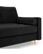 Canapé Velours Convertible avec Coffre Santo 3 Places noir - 225x100x96 cm