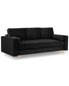 Canapé Velours Convertible avec Coffre Santo 3 Places noir - 225x100x96 cm