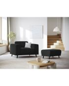 Pouf Velours Côtelé Giorgio noir - 70x83x46 cm