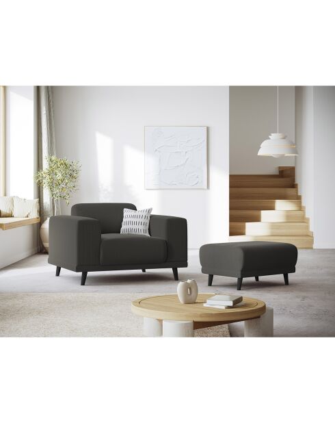Pouf Velours Côtelé Giorgio gris foncé - 70x83x46 cm